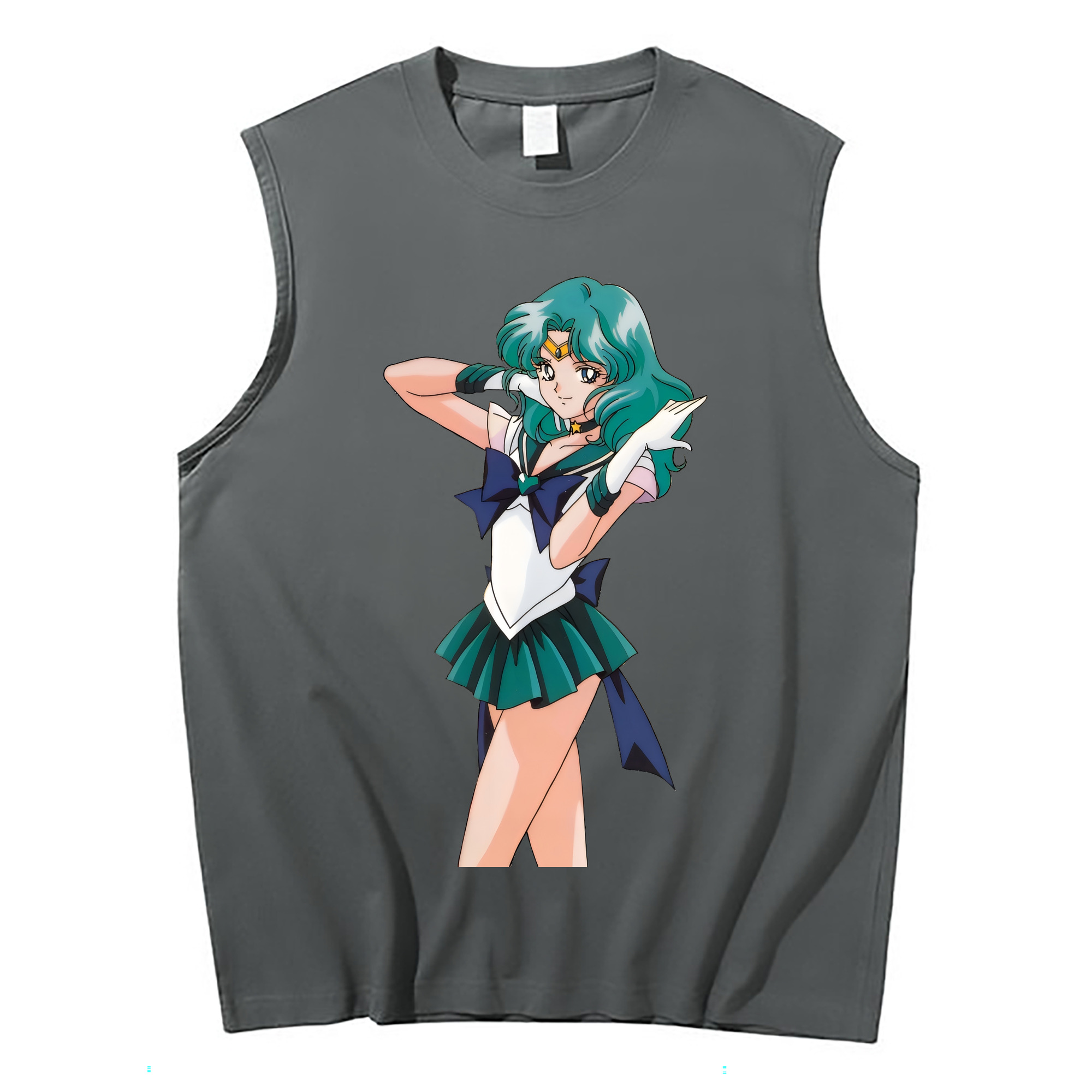 （画像用） 美少女戦士セーラームーン 海王 みちる（かいおう みちる） Sailor Moon Kaiou Michiru コットン100％タンクトップ（フロントプリント）